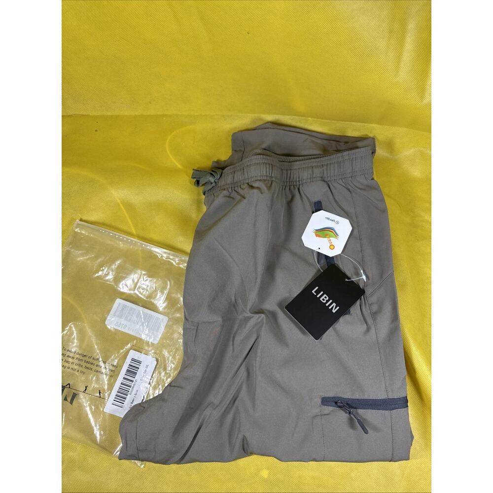 LIBIN Women’s Size 3XL Cargo Pocket Travel Joggers Silver Sage BB1